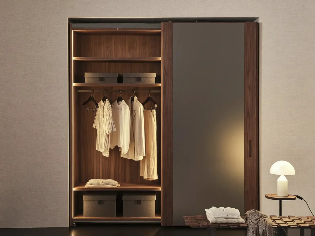 luxury wooden sliding wardrobe design