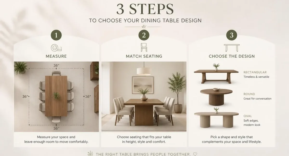3 steps for choosing right dining table
